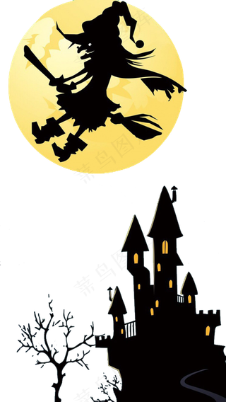 万圣节节日卡通素材女巫城堡