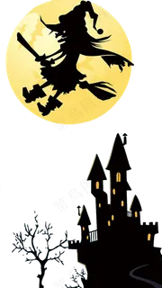 万圣节节日卡通素材女巫城堡 万圣节节日卡通素材女巫城堡