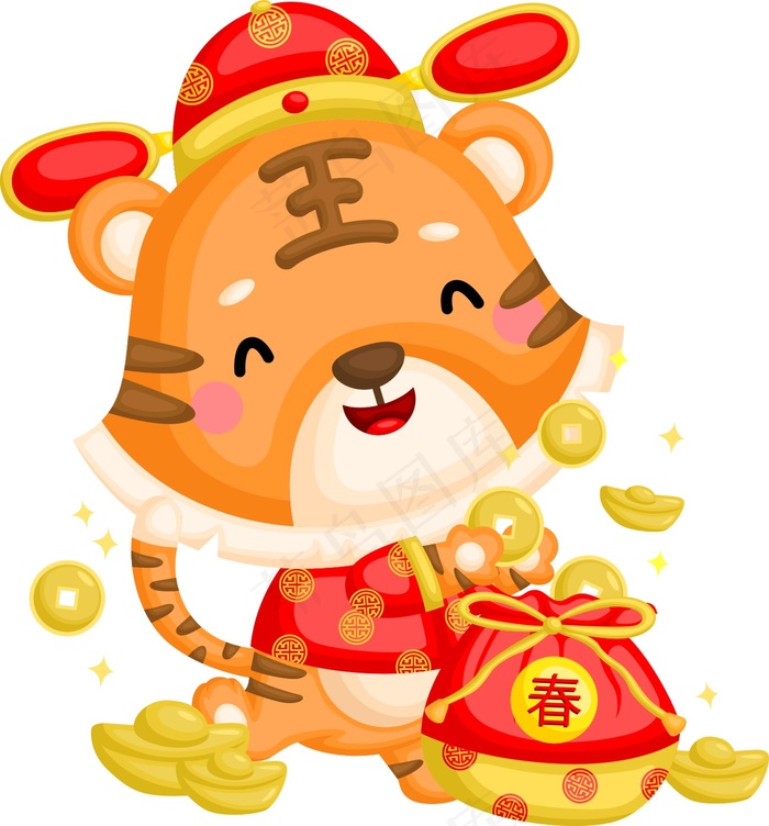 虎年送金币图片cdr矢量模版下载