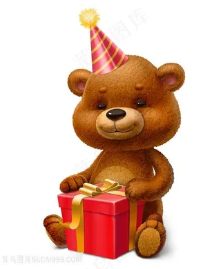 打开礼物的小熊卡通高清图片