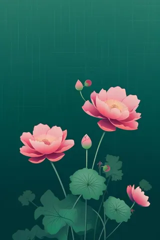 绿色高雅简约荷花国风背景