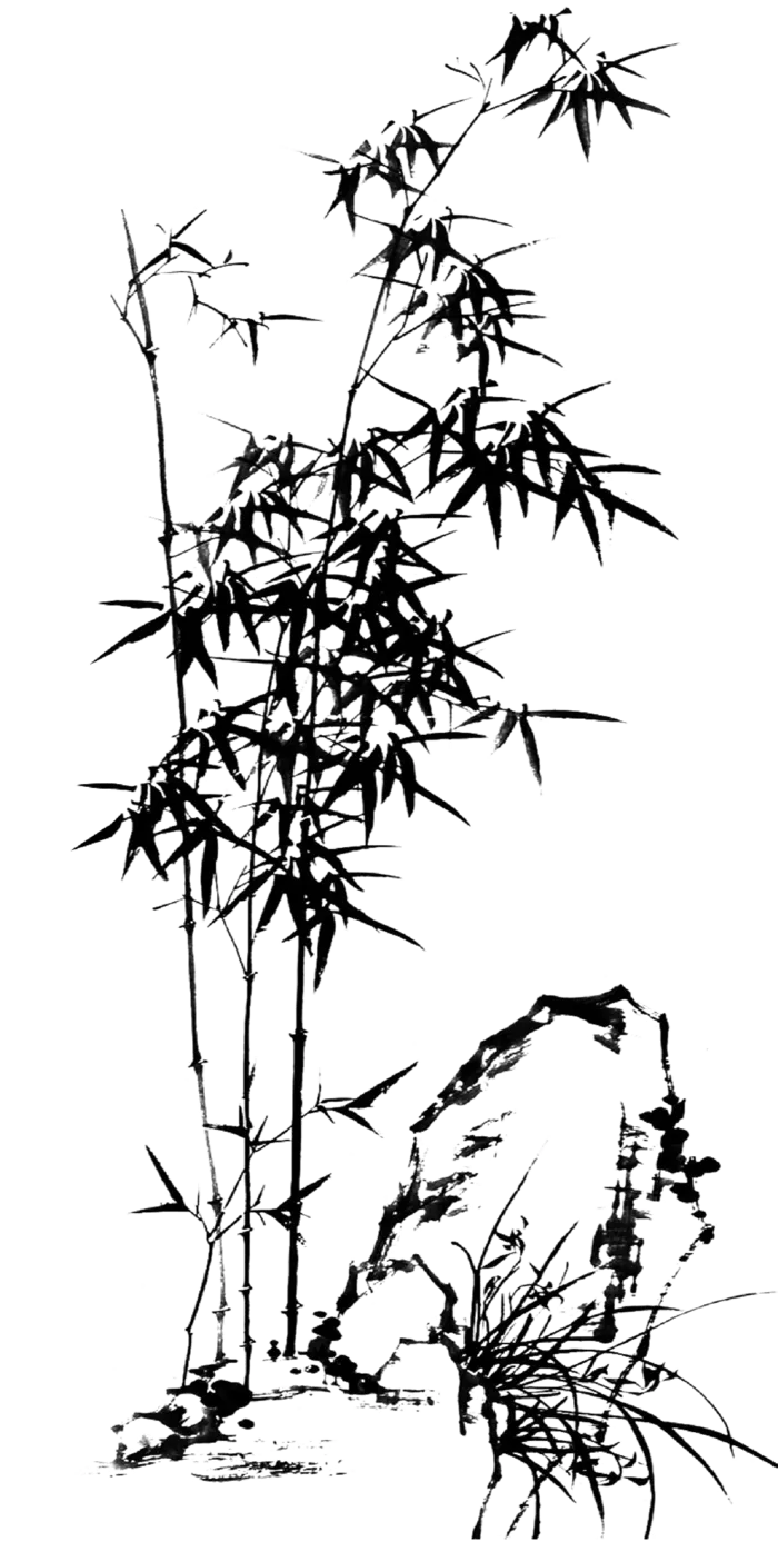 竹子水墨画中国风国画墨水书法竹子画