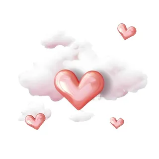 爱心白云信封情人节免抠