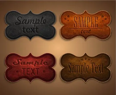 免抠彩色旧皮革标签