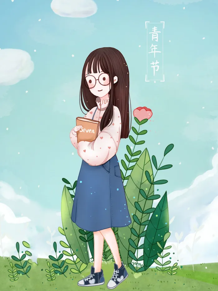 54青年海报54青年插画海报psd模版下载