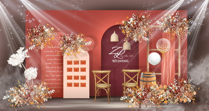 莫兰迪色系婚礼 主题背景