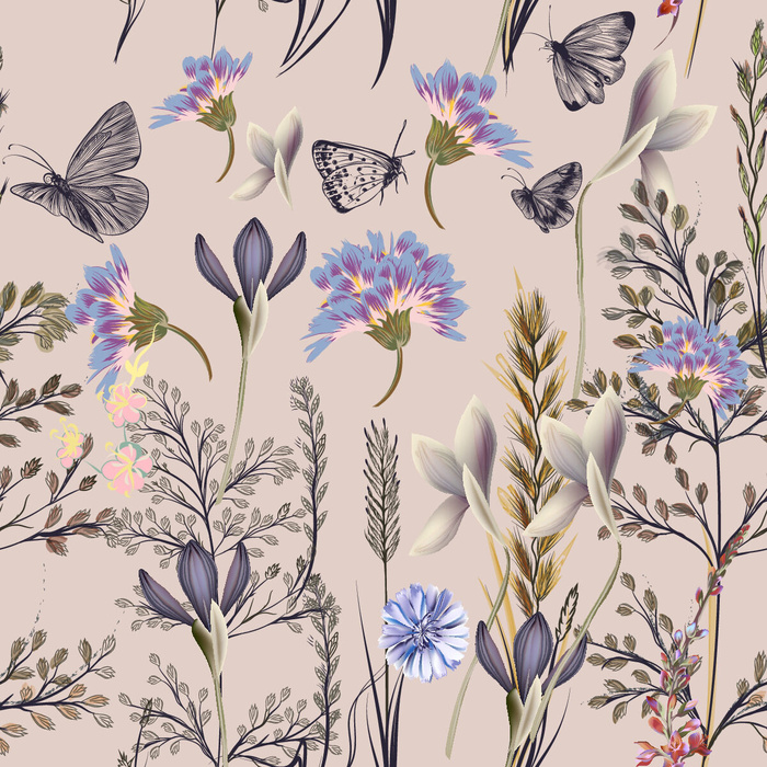 花卉唯美手绘花朵面料纹理手机壳布料面料印花服装矢量图案素材