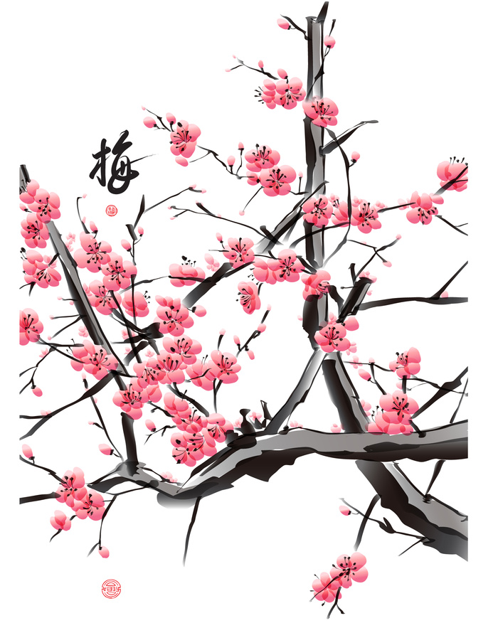 中国山水画水墨图案素材33