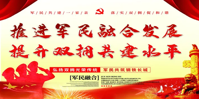 军民融合党建宣传展板psd模版下载