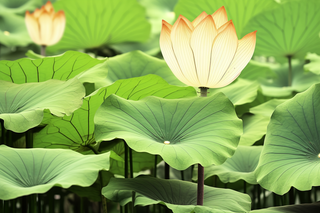 夏日池塘里的荷叶荷花摄影图