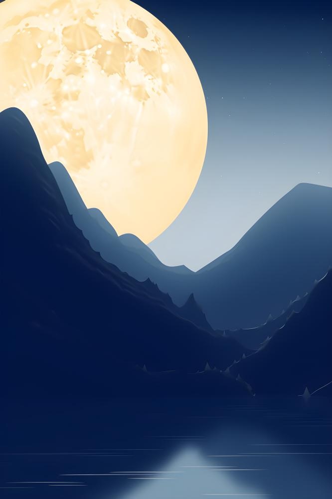 月光月亮山脉夜晚背景(2400x3600)