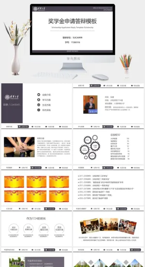 优秀大学生奖金申请答辩PPT模板预览图