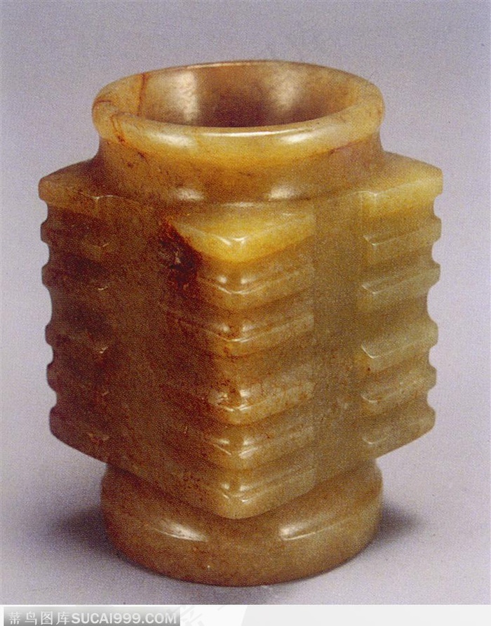 传统工艺品-精美的黄色玉筒