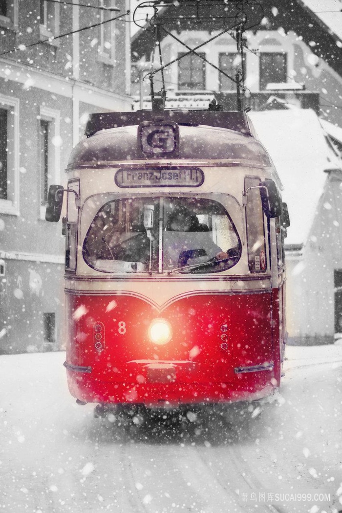 唯美汽车雪景装饰画