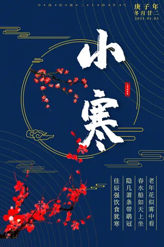 中国传统冬天小寒祝福24二十四节气节日宣传活动海报
