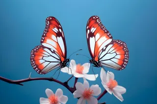 红花蝴蝶质感背景