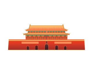 复古中国风国潮古建筑插画手绘高楼古塔PSD素材亭子png免抠图