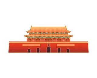 复古中国风国潮古建筑插画手绘高楼古塔PSD素材亭子png免抠图