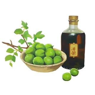 青梅酒青梅叶子酒罐元素