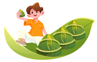 端午吃粽子粽叶船