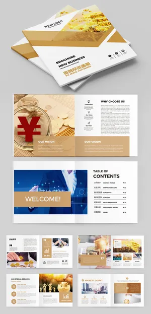 土金色金融画册投资画册设计模板