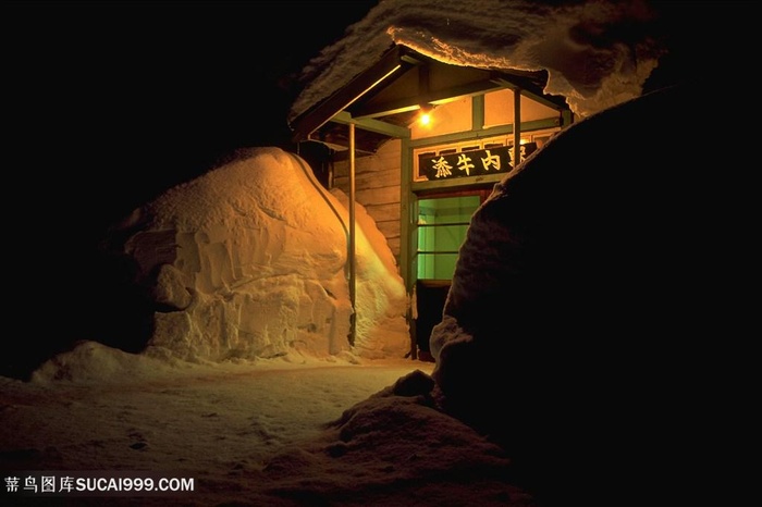 雪景屋子风景画