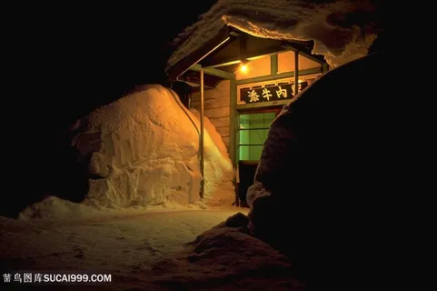 雪景屋子风景画