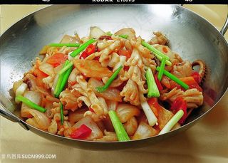 中华美食干锅鲜鱿摄影图