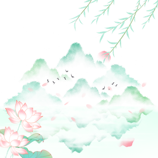 清明元素古风中式清明节山水画中国风