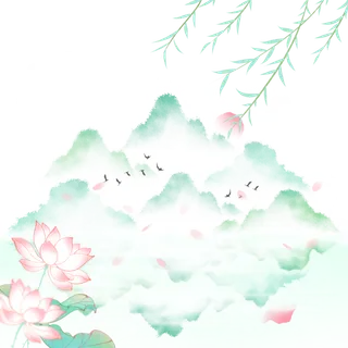 清明元素古风中式清明节山水画中国风