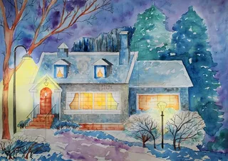 平安夜圣诞节绘画图片