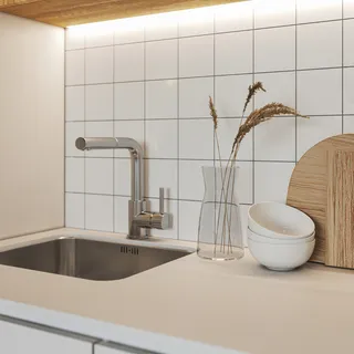 日系风格厨房台面装饰 一摞碗 洗手台设计室内设计风格