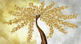 金色一棵树两联装饰画