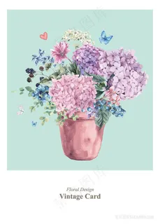 矢量唯美花卉盆栽插画 矢量唯美花卉盆栽插画