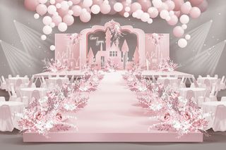 梦幻唯美粉色系城堡婚礼效果图