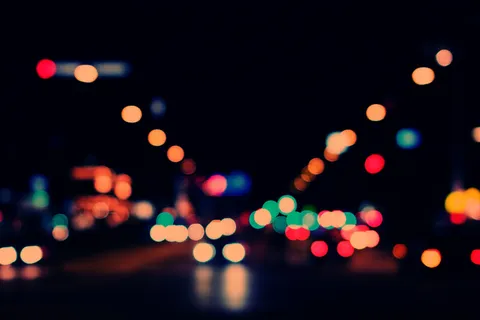 城市灯光散景光斑叠加合成背景素材