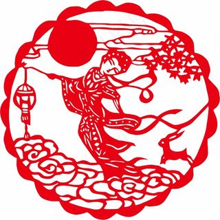 窗花风格剪纸 剪纸风元素