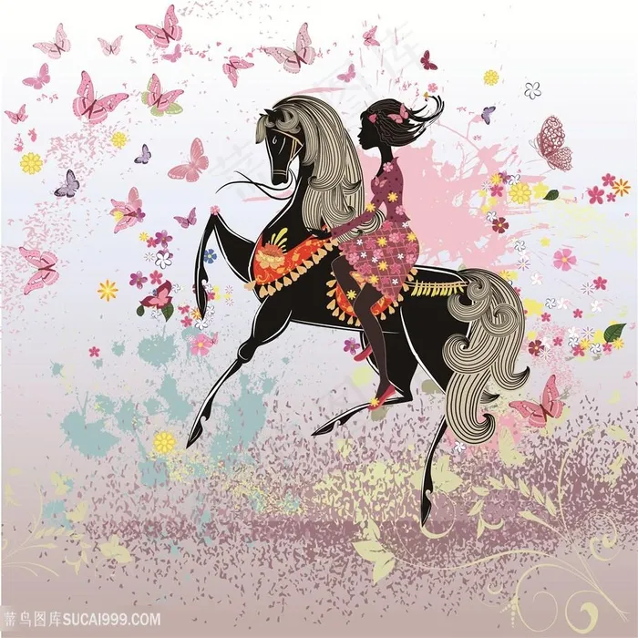 天马仙子唯美插画