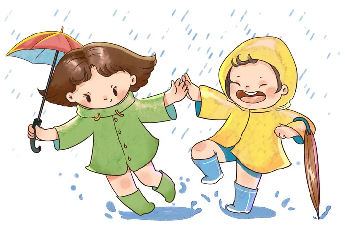 二十四节气谷雨场景插画psd模版下载