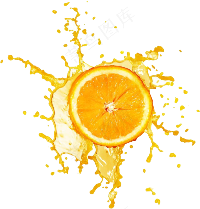 橙汁喷溅png免扣元素 