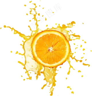 橙汁喷溅png免扣元素 