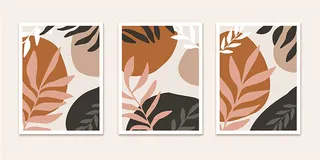 植物装饰画粉色橙色简约北欧时尚