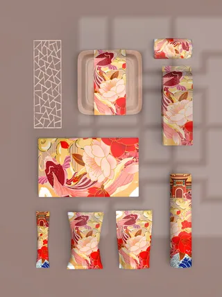 中国风国潮新春春节包装样机模板