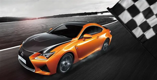 雷克萨斯炫酷橙黑跑车赛场图