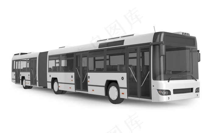 白色两节车厢公交车