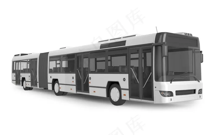 白色两节车厢公交车