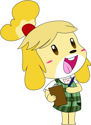 黄色动森卡通我小狗素材简笔