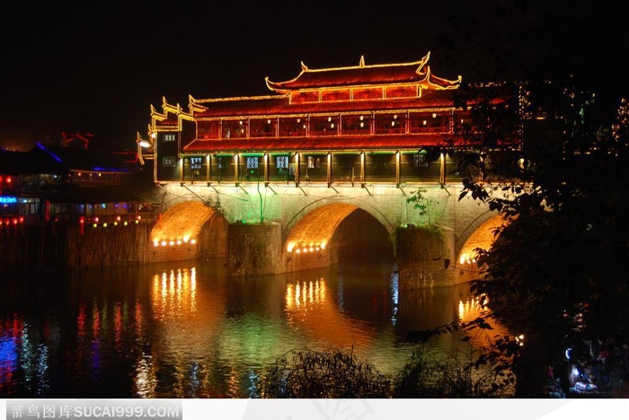 湖南·凤凰古城·虹桥风雨楼(灯光夜景)