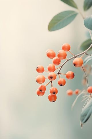 淡雅枝叶红果背景
