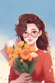 教师花束线条绘画背景